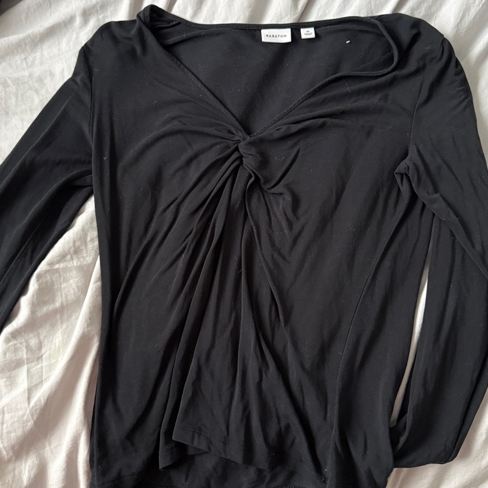 Aritzia Babaton Black Long Sleeve Twist Top